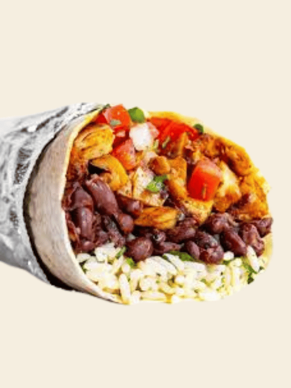 Chipotle Burrito with chicken, rice and beans