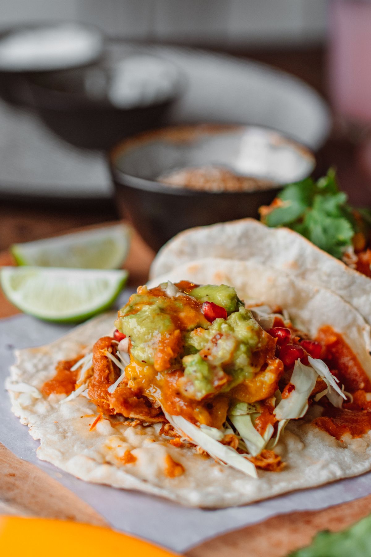 Wrapped burrito cut open to show the filling